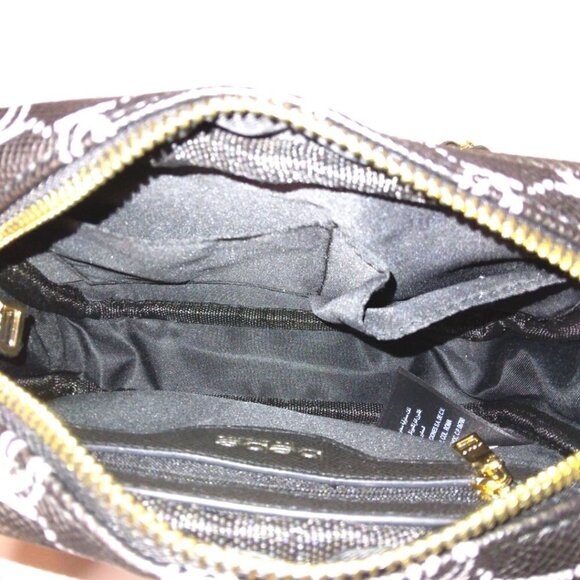 BEBE BLACK & GRAY GOLD MONOGRAM LEATHER CAMERA BAG CROSSBODY PURSE - NWT - Picture 8 of 12